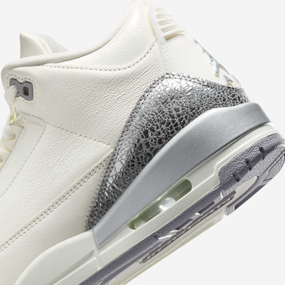 Air Jordan 3 Retro 'Sail / Cement Grey' (2025) (Womens) [CK9246-100] Athletic Basketball Sports Sneakers in Sail / Cement Grey - Metallic Silver for Unisex Adult Female Ladies Girls WMNS - AVBL MRKT (8)