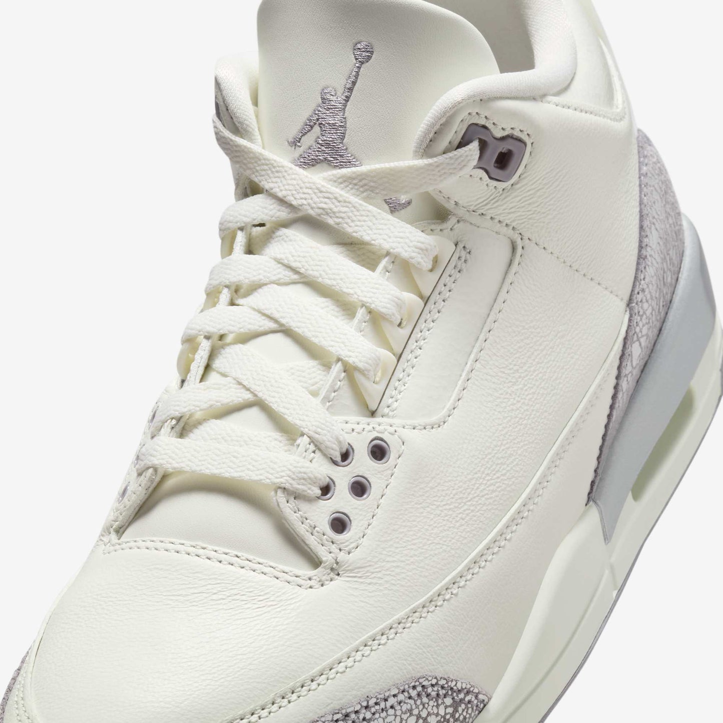 Air Jordan 3 Retro 'Sail / Cement Grey' (2025) (Womens) [CK9246-100] Athletic Basketball Sports Sneakers in Sail / Cement Grey - Metallic Silver for Unisex Adult Female Ladies Girls WMNS - AVBL MRKT (7)