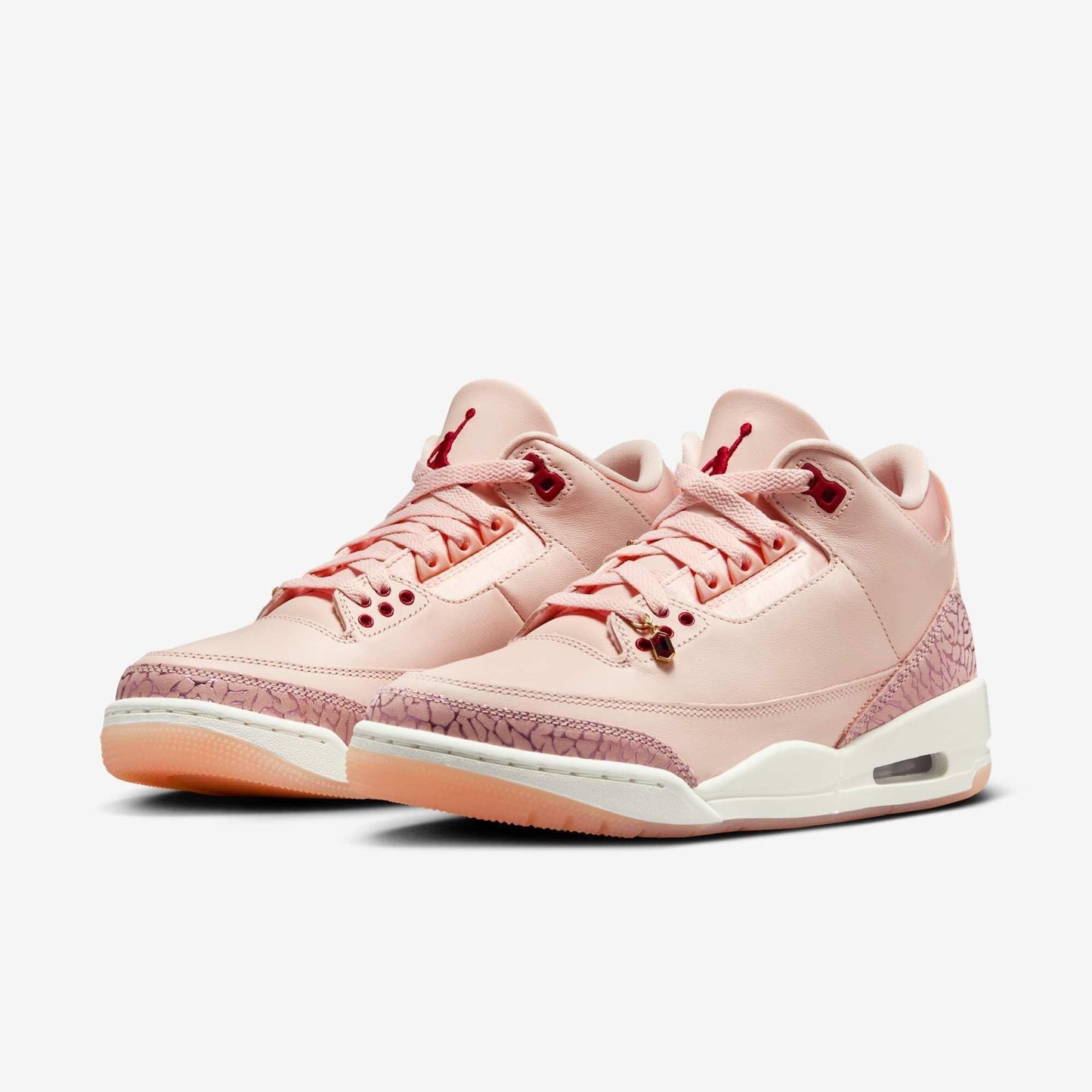 Air Jordan 3 Retro 'Valentine's Day / Treat Yourself' (2025) (Womens) [HJ0178-600] Athletic Basketball Sports Sneakers in Washed Coral / Gym Red - Sail for Unisex Adult Female Ladies Girls WMNS - AVBL MRKT (1)