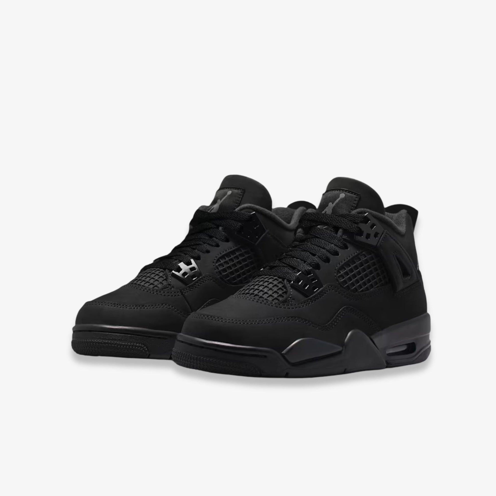 Air Jordan 4 Retro 'Black Cat' (2025) (GS) [IB4171-010] Athletic Basketball Sports Sneakers in Black / Black - Light Graphite for Unisex Youth Kids Junior Boys Girls - AVBL MRKT (1)