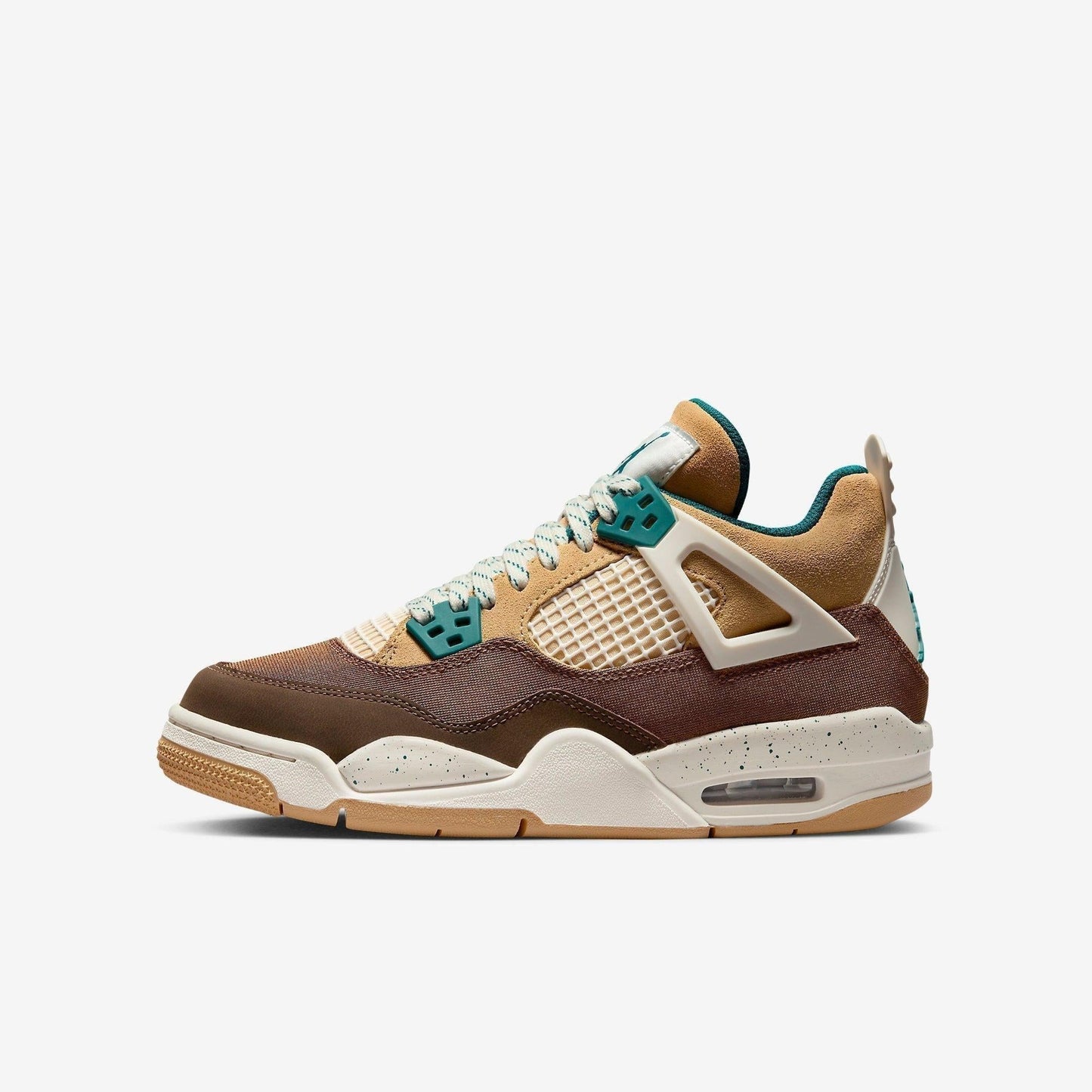 Air Jordan 4 Retro 'Cacao Wow' (2023) (GS) [FB2214-200] Athletic Basketball Sports Sneakers in Cacao Wow / Geode Teal for Unisex Youth Kids Junior Boys Girls - AVBL MRKT (2)