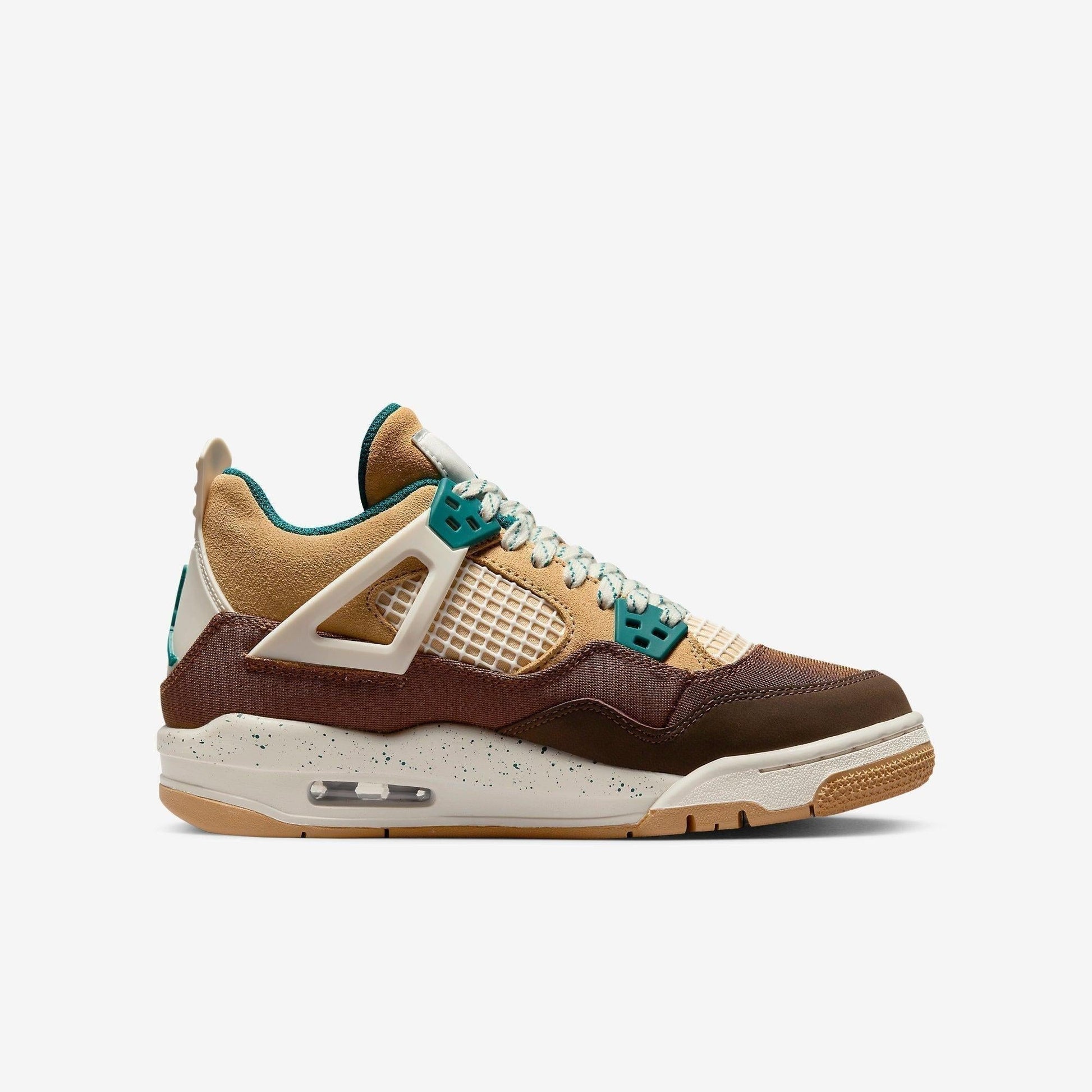 Air Jordan 4 Retro 'Cacao Wow' (2023) (GS) [FB2214-200] Athletic Basketball Sports Sneakers in Cacao Wow / Geode Teal for Unisex Youth Kids Junior Boys Girls - AVBL MRKT (4)