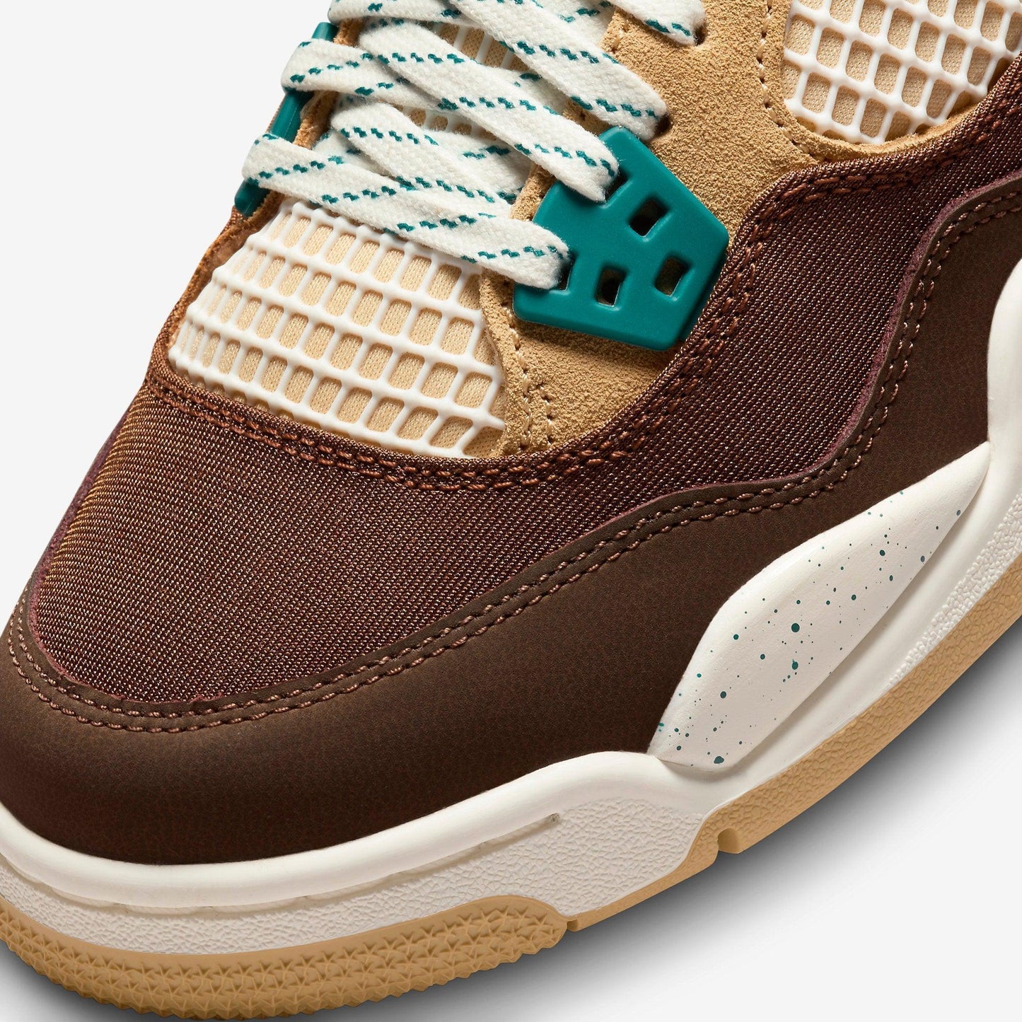 Air Jordan 4 Retro 'Cacao Wow' (2023) (GS) [FB2214-200] Athletic Basketball Sports Sneakers in Cacao Wow / Geode Teal for Unisex Youth Kids Junior Boys Girls - AVBL MRKT (7)