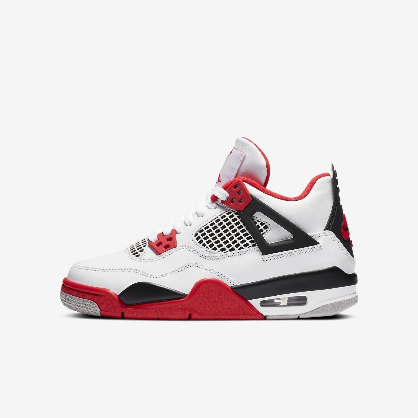 Air Jordan 4 Retro 'Fire Red' (2020) (GS) [408452-160] Athletic Basketball Sports Sneakers in White / Fire Red - Black - Tech Grey for Unisex Youth Kids Junior Boys Girls - AVBL MRKT (2)