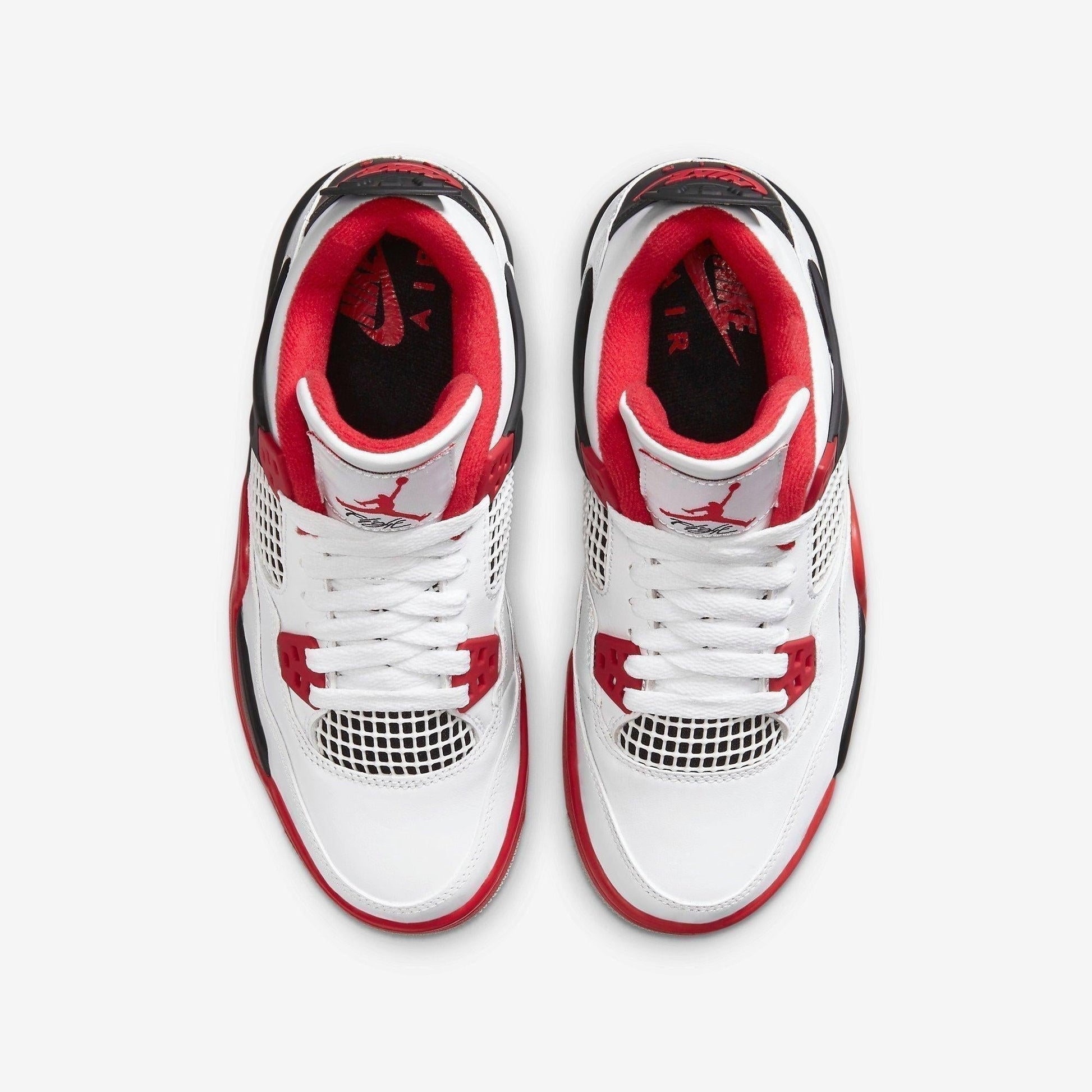 Air Jordan 4 Retro 'Fire Red' (2020) (GS) [408452-160] Athletic Basketball Sports Sneakers in White / Fire Red - Black - Tech Grey for Unisex Youth Kids Junior Boys Girls - AVBL MRKT (5)