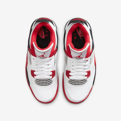 Air Jordan 4 Retro 'Fire Red' (2020) (GS) [408452-160] Athletic Basketball Sports Sneakers in White / Fire Red - Black - Tech Grey for Unisex Youth Kids Junior Boys Girls - AVBL MRKT (5)