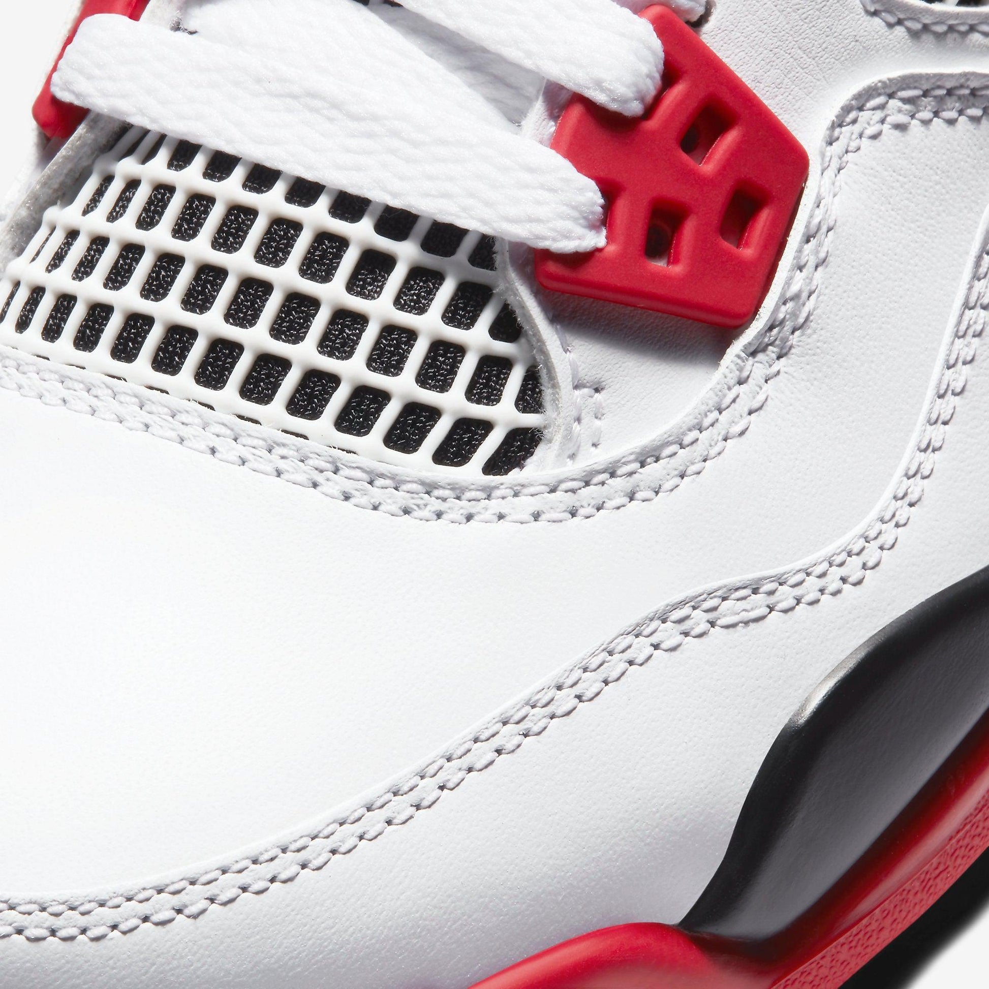 Air Jordan 4 Retro 'Fire Red' (2020) (GS) [408452-160] Athletic Basketball Sports Sneakers in White / Fire Red - Black - Tech Grey for Unisex Youth Kids Junior Boys Girls - AVBL MRKT (7)