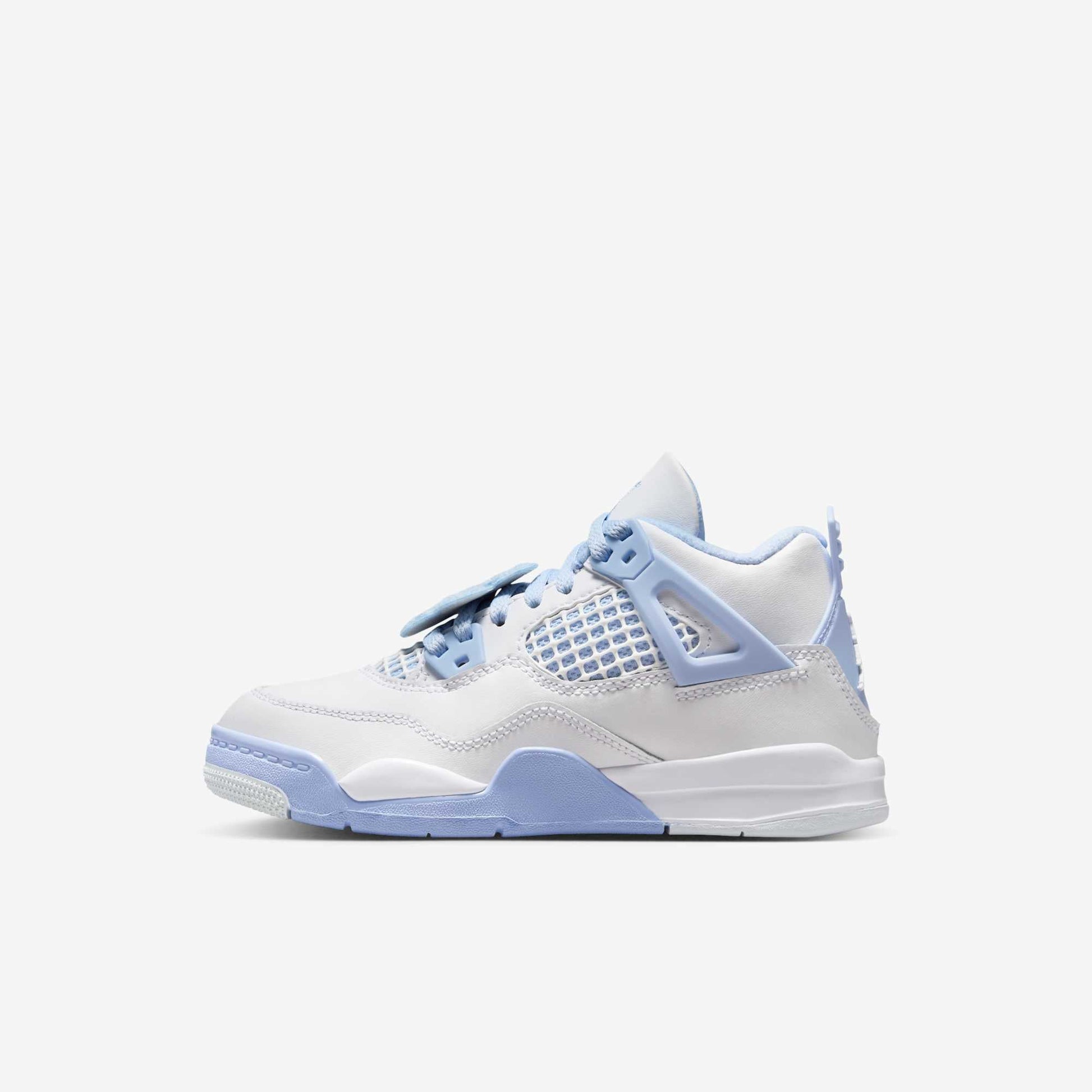 Air Jordan 4 Retro 'Forget Me Not / Aluminum' (2025) (PS) [IB8962-100] Athletic Basketball Sports Sneakers in White / Aluminum - Blue Tint for Unisex Little Kids Pre-School Boys Girls - AVBL MRKT (2)