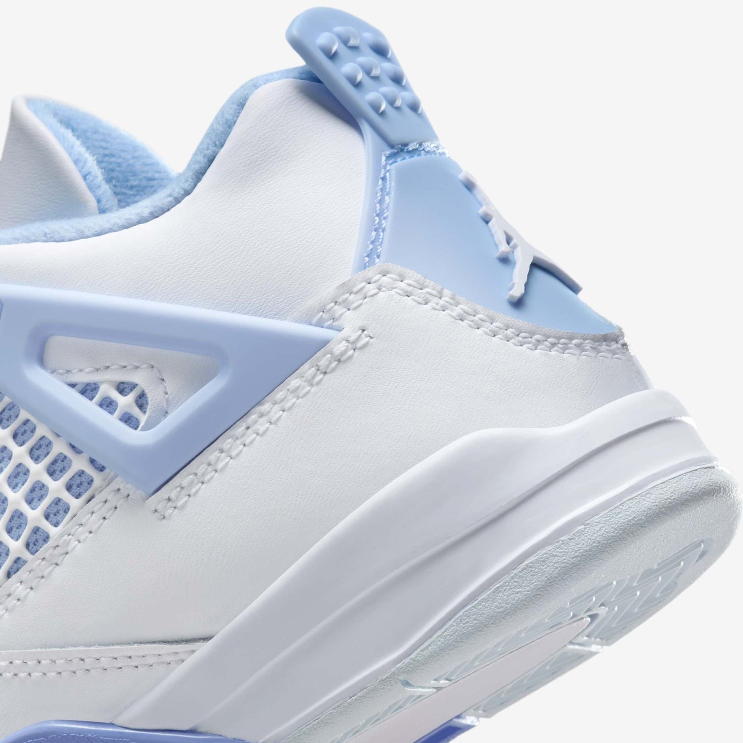 Air Jordan 4 Retro 'Forget Me Not / Aluminum' (2025) (PS) [IB8962-100] Athletic Basketball Sports Sneakers in White / Aluminum - Blue Tint for Unisex Little Kids Pre-School Boys Girls - AVBL MRKT (8)