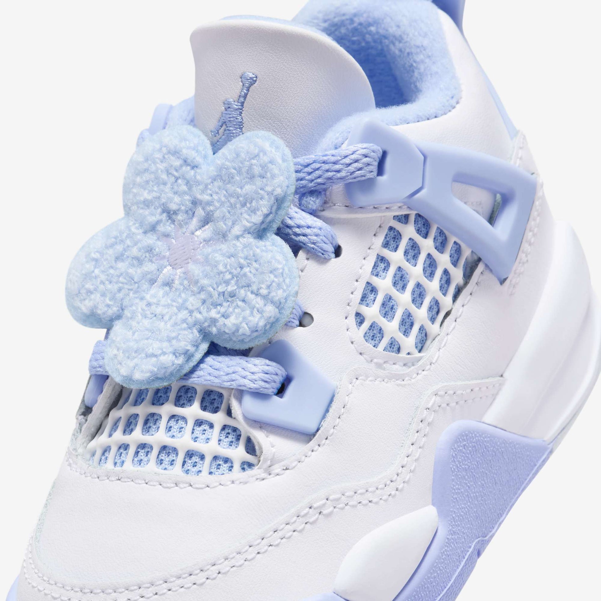 Air Jordan 4 Retro 'Forget Me Not / Aluminum' (2025) (TD) [IB8961-100] Athletic Basketball Sports Sneakers in White / Aluminum - Blue Tint - Oil Green for Unisex Baby Infant Toddler - AVBL MRKT (7)