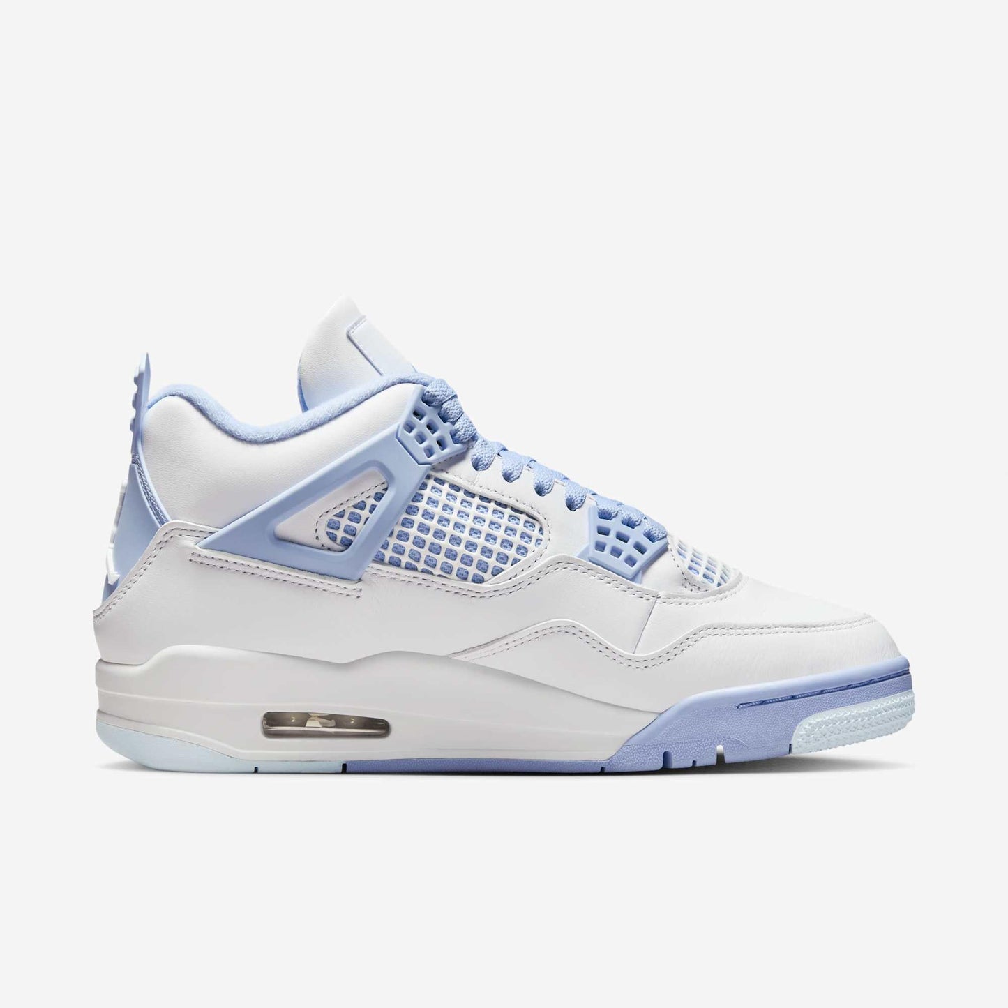 Air Jordan 4 Retro 'Forget Me Not / Aluminum' (2025) (Womens) [HV0823-100] Athletic Basketball Sports Sneakers in White / Aluminum - Blue Tint for Unisex Adult Female Ladies Girls WMNS - AVBL MRKT (4)