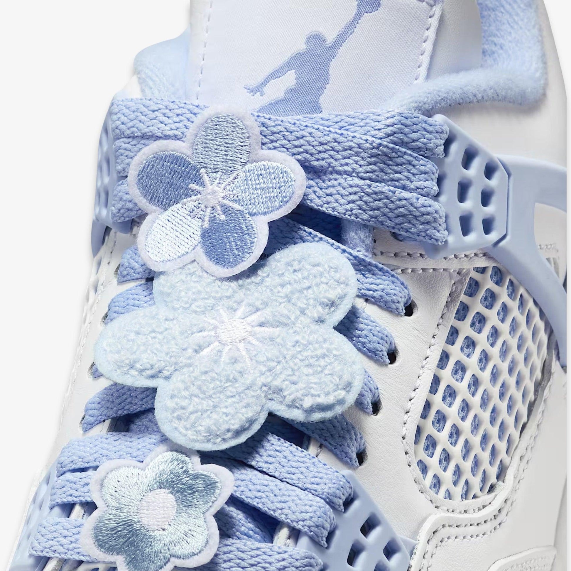 Air Jordan 4 Retro 'Forget Me Not / Aluminum' (2025) (Womens) [HV0823-100] Athletic Basketball Sports Sneakers in White / Aluminum - Blue Tint for Unisex Adult Female Ladies Girls WMNS - AVBL MRKT (8)