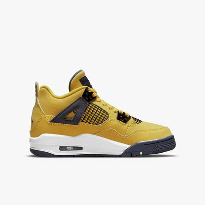 Air Jordan 4 Retro 'Lightning' (2021) (GS) [408452-700] Athletic Basketball Sports Sneakers in Tour Yellow / Dark Blue Grey for Unisex Youth Kids Junior Boys Girls - AVBL MRKT (4)