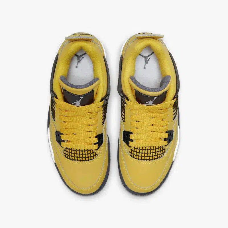 Air Jordan 4 Retro 'Lightning' (2021) (GS) [408452-700] Athletic Basketball Sports Sneakers in Tour Yellow / Dark Blue Grey for Unisex Youth Kids Junior Boys Girls - AVBL MRKT (5)