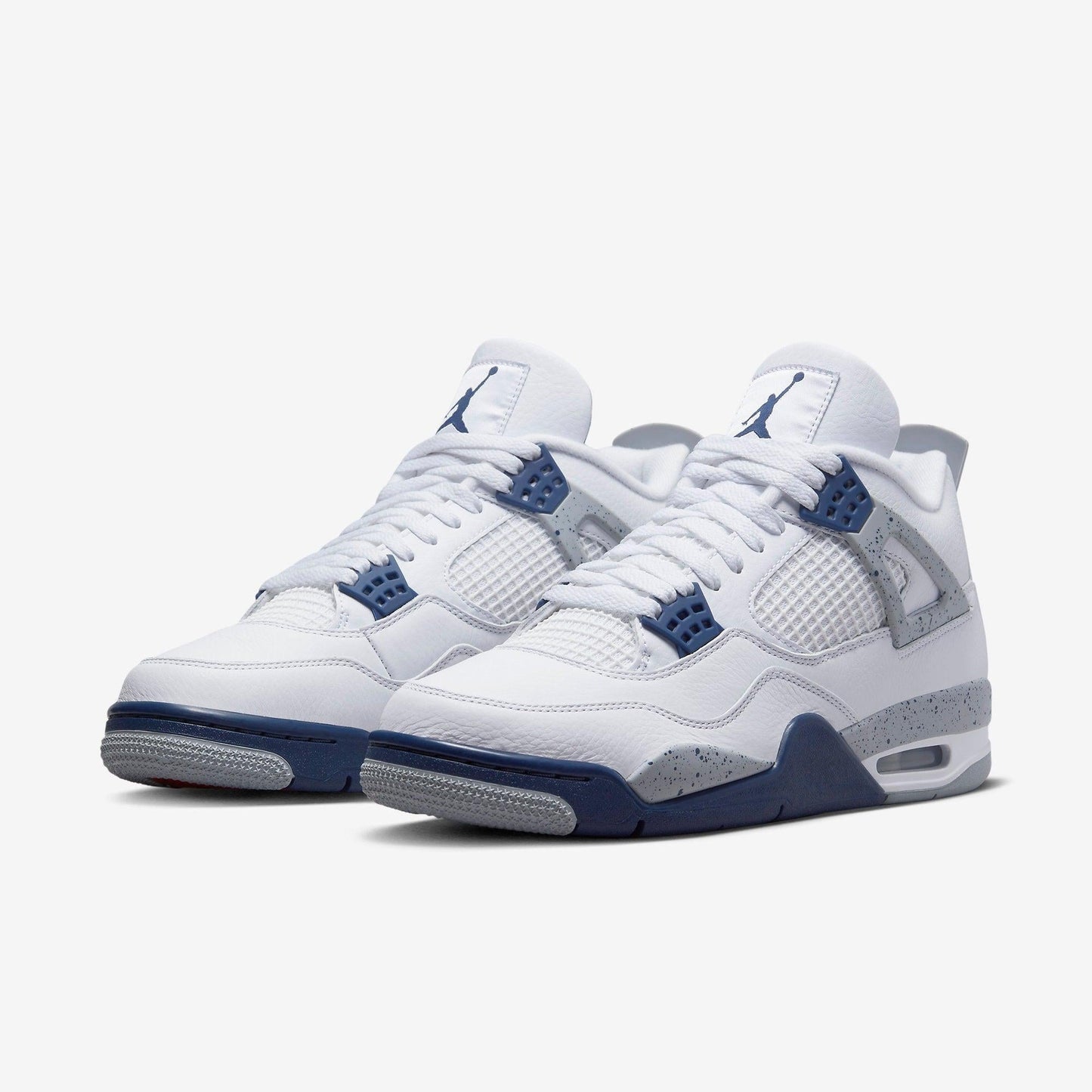 Air Jordan 4 Retro 'Midnight Navy' (2022) [DH6927-140] Athletic Basketball Sports Sneakers in White / Midnight Navy for Unisex Adult Mens - AVBL MRKT (1)