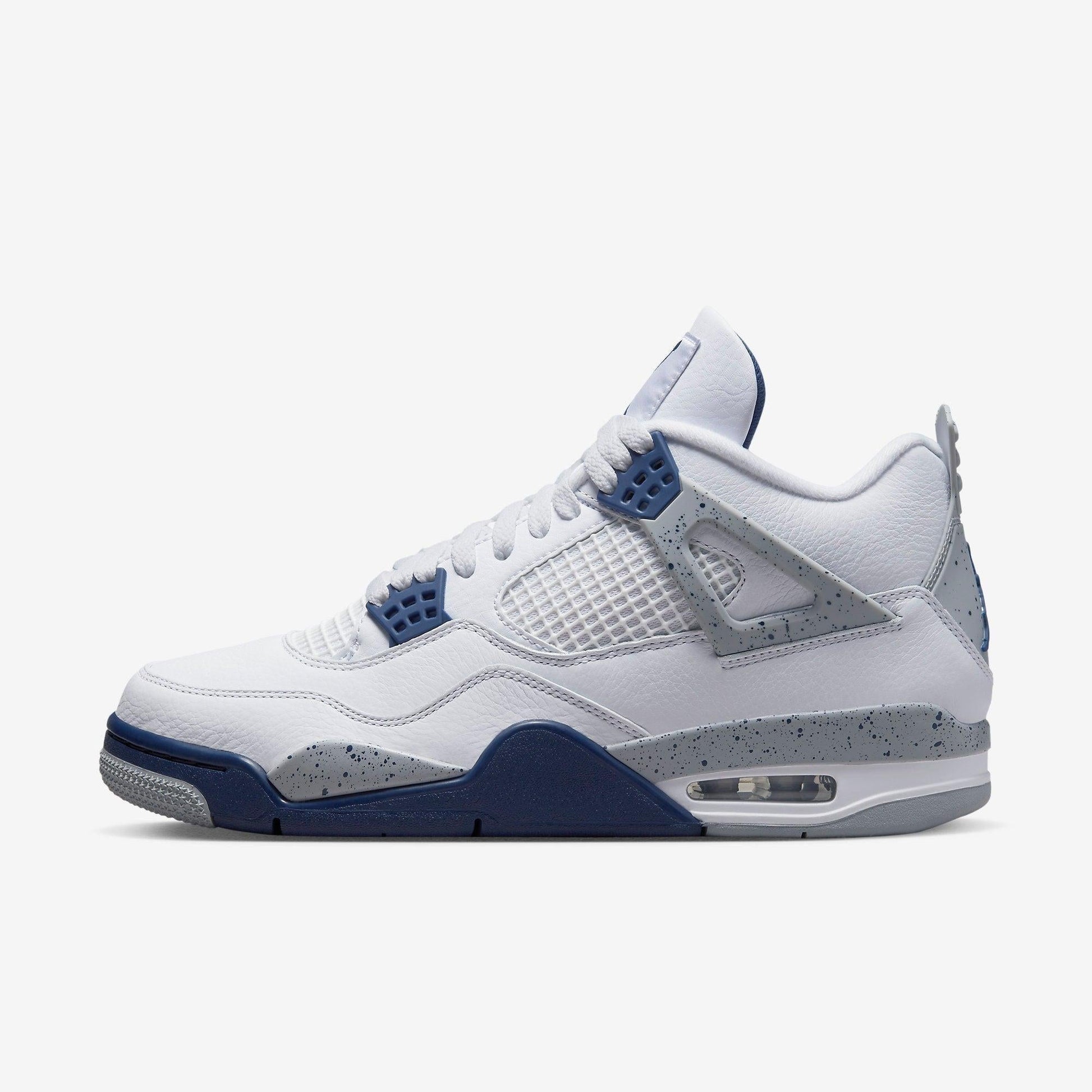 Air Jordan 4 Retro 'Midnight Navy' (2022) [DH6927-140] Athletic Basketball Sports Sneakers in White / Midnight Navy for Unisex Adult Mens - AVBL MRKT (2)