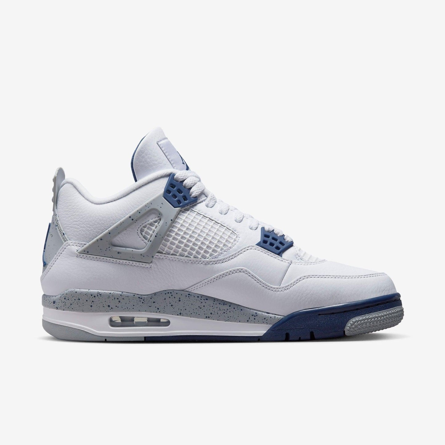 Air Jordan 4 Retro 'Midnight Navy' (2022) [DH6927-140] Athletic Basketball Sports Sneakers in White / Midnight Navy for Unisex Adult Mens - AVBL MRKT (4)