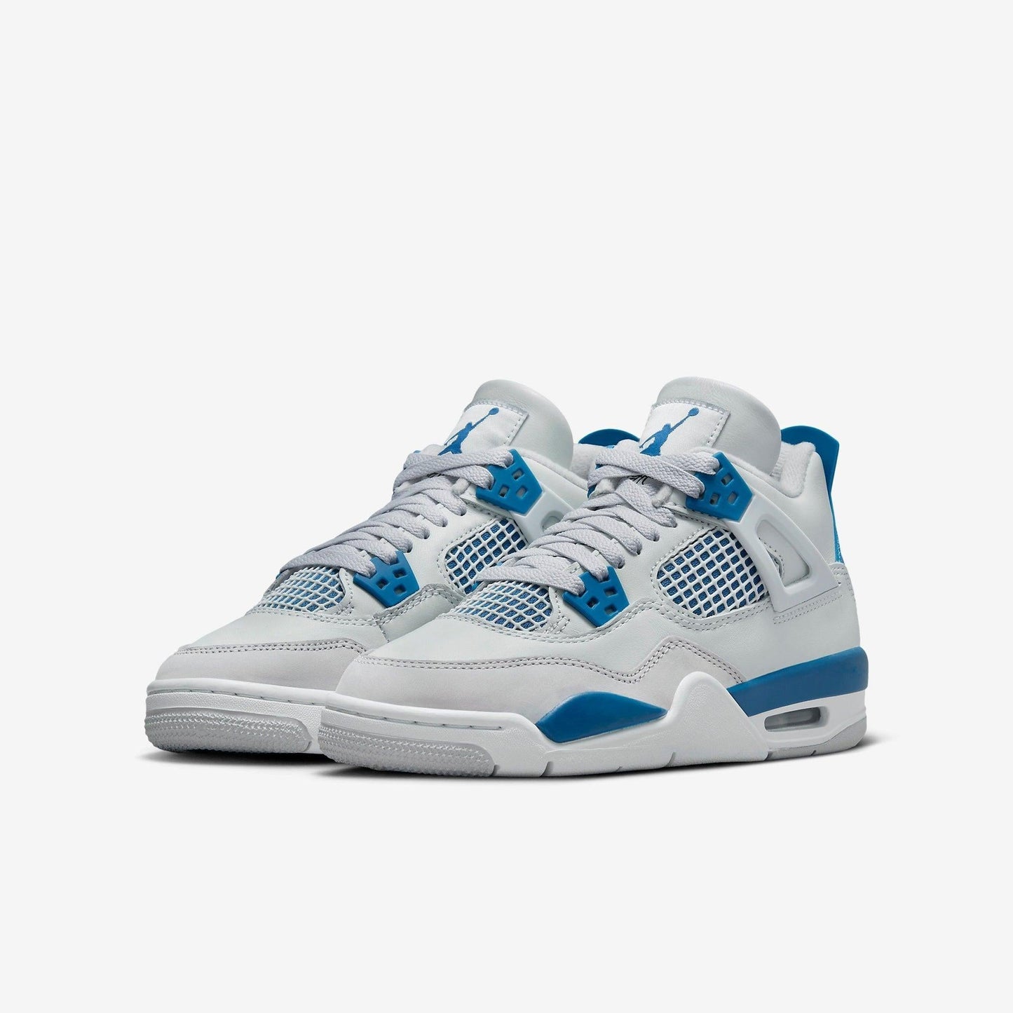 Air Jordan 4 Retro 'Military Blue / Industrial Blue' (2024) (GS) [HF4281-141] Athletic Basketball Sports Sneakers in Off White / Military Blue for Unisex Youth Kids Junior Boys Girls - AVBL MRKT (1)