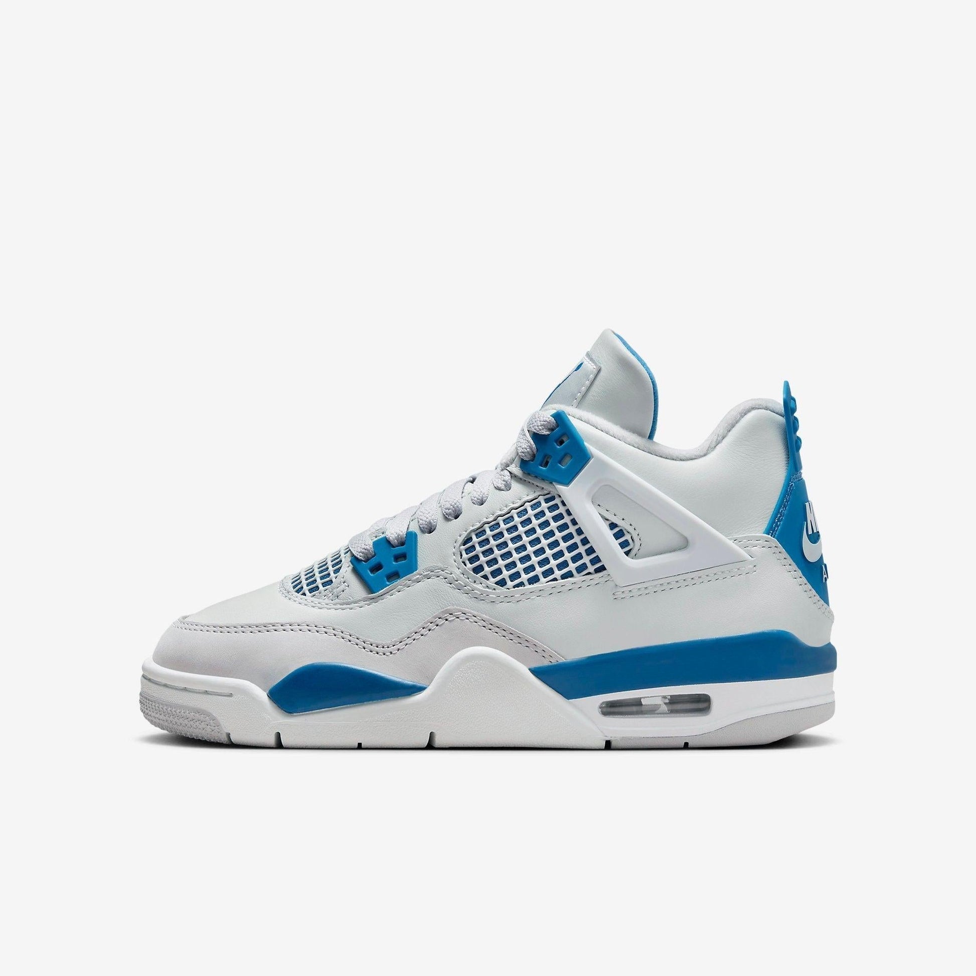 Air Jordan 4 Retro 'Military Blue / Industrial Blue' (2024) (GS) [HF4281-141] Athletic Basketball Sports Sneakers in Off White / Military Blue for Unisex Youth Kids Junior Boys Girls - AVBL MRKT (2)