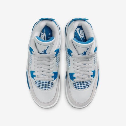 Air Jordan 4 Retro 'Military Blue / Industrial Blue' (2024) (GS) [HF4281-141] Athletic Basketball Sports Sneakers in Off White / Military Blue for Unisex Youth Kids Junior Boys Girls - AVBL MRKT (5)