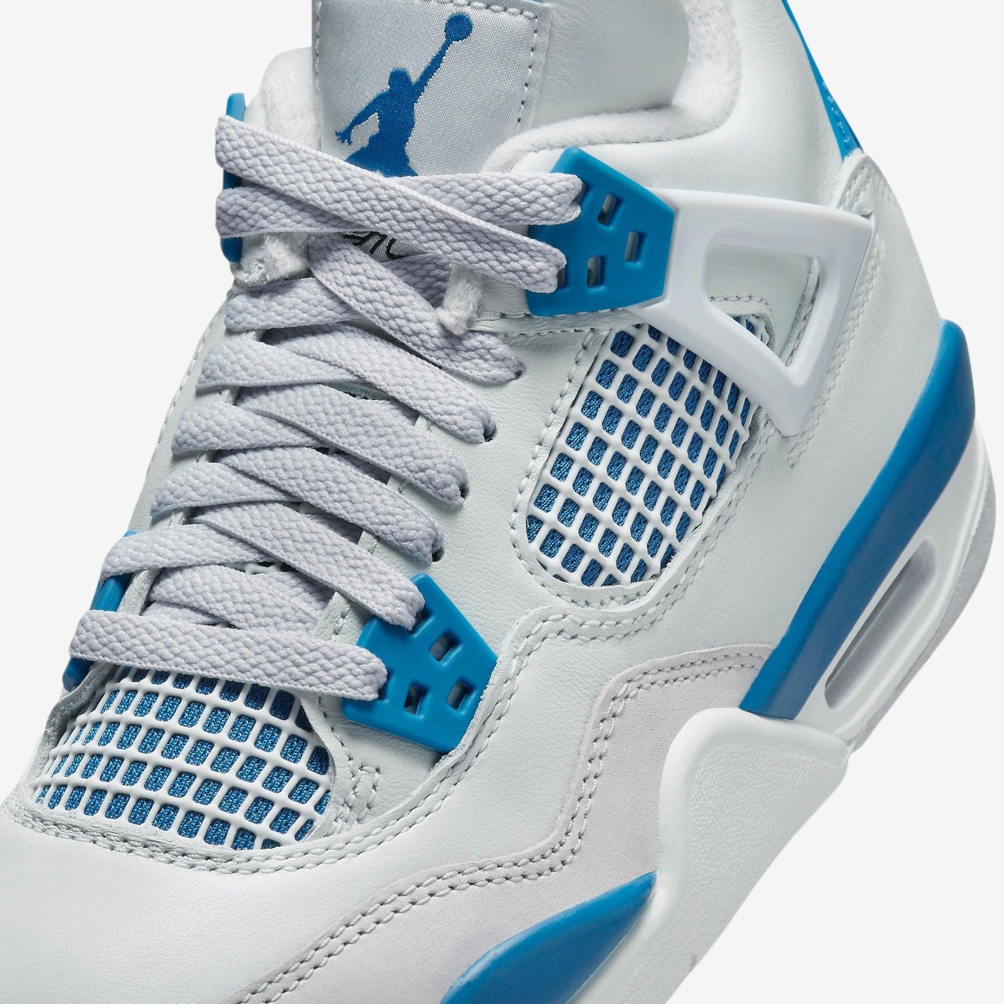 Air Jordan 4 Retro 'Military Blue / Industrial Blue' (2024) (GS) [HF4281-141] Athletic Basketball Sports Sneakers in Off White / Military Blue for Unisex Youth Kids Junior Boys Girls - AVBL MRKT (7)