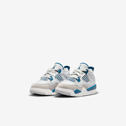 Air Jordan 4 Retro 'Military Blue / Industrial Blue' (2024) (TD) [BQ7670-141] Athletic Basketball Sports Sneakers in Off White / Military Blue for Unisex Baby Infant Toddler - AVBL MRKT (1)