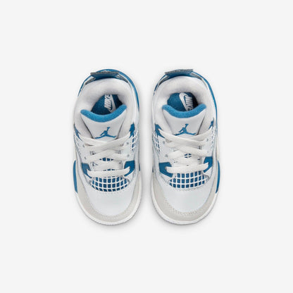 Air Jordan 4 Retro 'Military Blue / Industrial Blue' (2024) (TD) [BQ7670-141] Athletic Basketball Sports Sneakers in Off White / Military Blue for Unisex Baby Infant Toddler - AVBL MRKT (5)