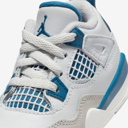 Air Jordan 4 Retro 'Military Blue / Industrial Blue' (2024) (TD) [BQ7670-141] Athletic Basketball Sports Sneakers in Off White / Military Blue for Unisex Baby Infant Toddler - AVBL MRKT (7)