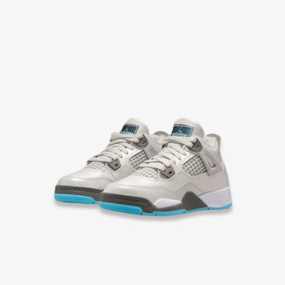 Air Jordan 4 Retro 'Photon Dust' (2025) (PS) [HV4682-014] Athletic Basketball Sports Sneakers in Photon Dust / Flat Pewter - White - Blue Chill for Unisex Little Kids Pre-School Boys Girls - AVBL MRKT (1)