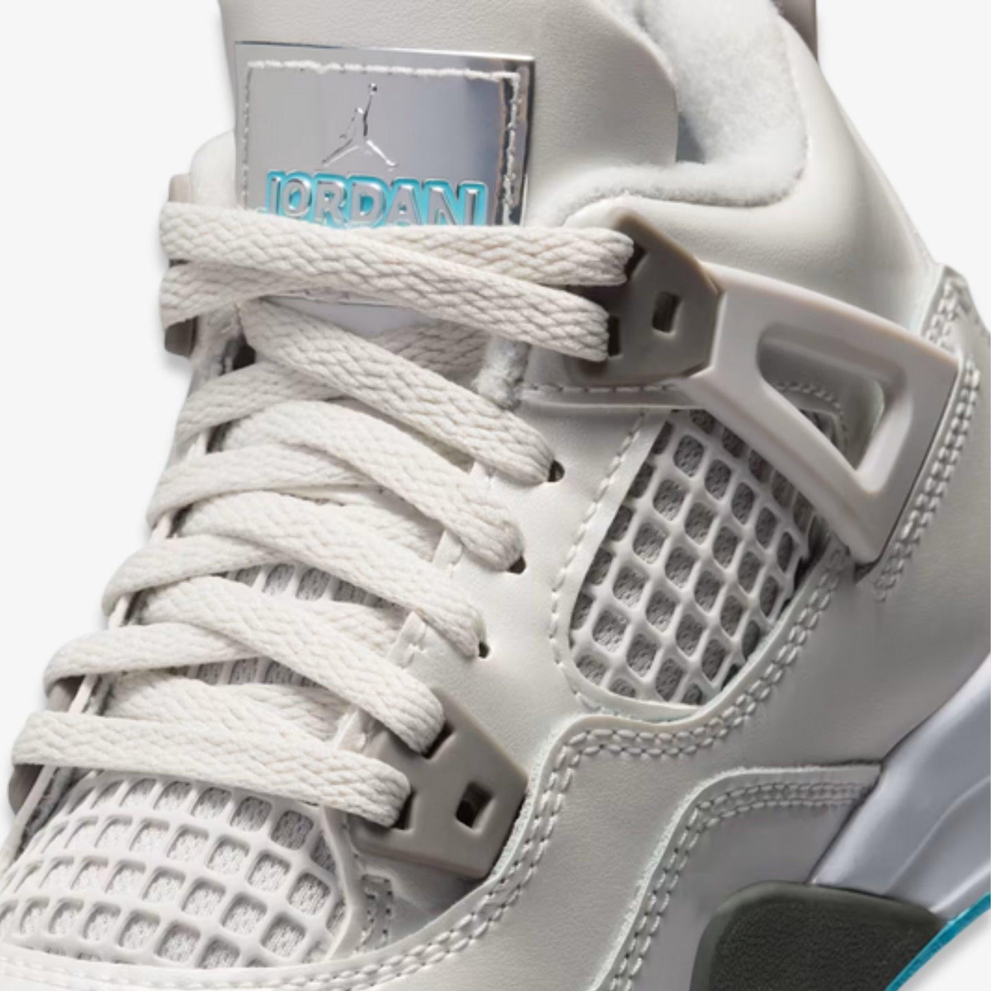 Air Jordan 4 Retro 'Photon Dust' (2025) (PS) [HV4682-014] Athletic Basketball Sports Sneakers in Photon Dust / Flat Pewter - White - Blue Chill for Unisex Little Kids Pre-School Boys Girls - AVBL MRKT (7)