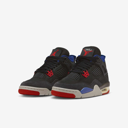 Air Jordan 4 Retro 'Rare Air' (2025) (GS) [IB4171-003] Athletic Basketball Sports Sneakers in Black / Fire Red - Deep Royal Blue for Unisex Youth Kids Junior Boys Girls - AVBL MRKT (1)