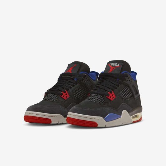 Air Jordan 4 Retro 'Rare Air' (2025) (GS) [IB4171-003] Athletic Basketball Sports Sneakers in Black / Fire Red - Deep Royal Blue for Unisex Youth Kids Junior Boys Girls - AVBL MRKT (1)