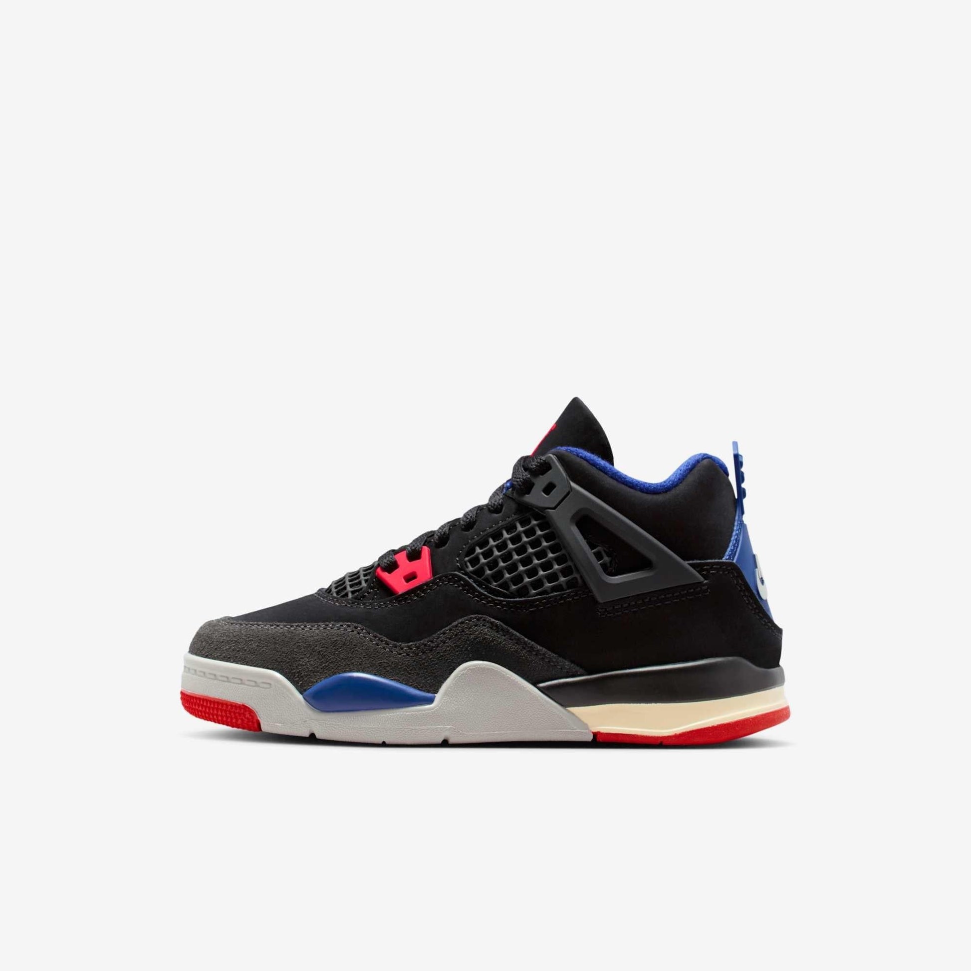 Air Jordan 4 Retro 'Rare Air' (2025) (PS) [IB4388-003] Athletic Basketball Sports Sneakers in Black / Fire Red - Deep Royal Blue for Unisex Little Kids Pre-School Boys Girls - AVBL MRKT (2)