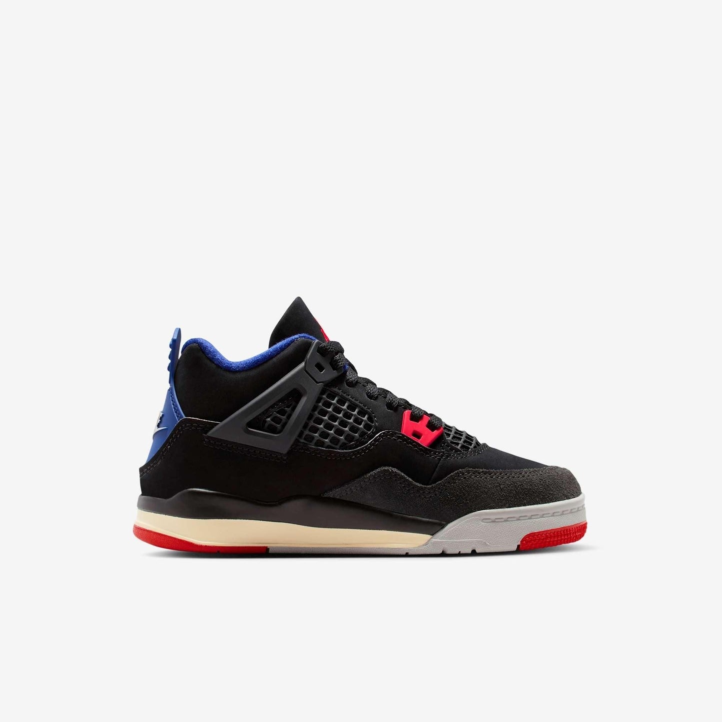 Air Jordan 4 Retro 'Rare Air' (2025) (PS) [IB4388-003] Athletic Basketball Sports Sneakers in Black / Fire Red - Deep Royal Blue for Unisex Little Kids Pre-School Boys Girls - AVBL MRKT (4)