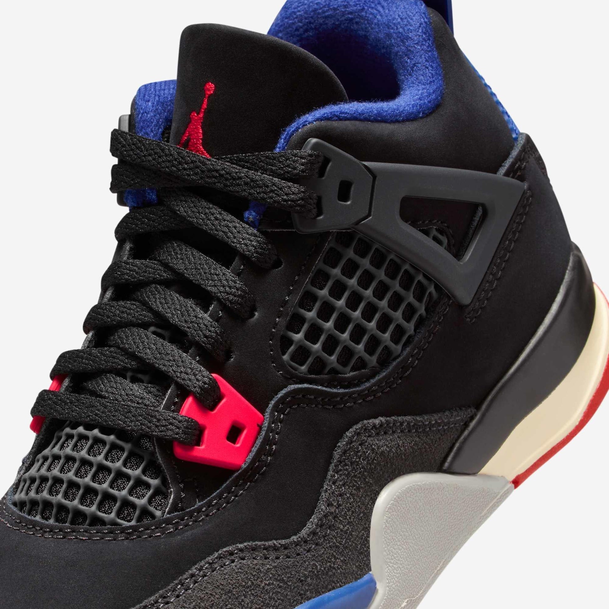 Air Jordan 4 Retro 'Rare Air' (2025) (PS) [IB4388-003] Athletic Basketball Sports Sneakers in Black / Fire Red - Deep Royal Blue for Unisex Little Kids Pre-School Boys Girls - AVBL MRKT (7)