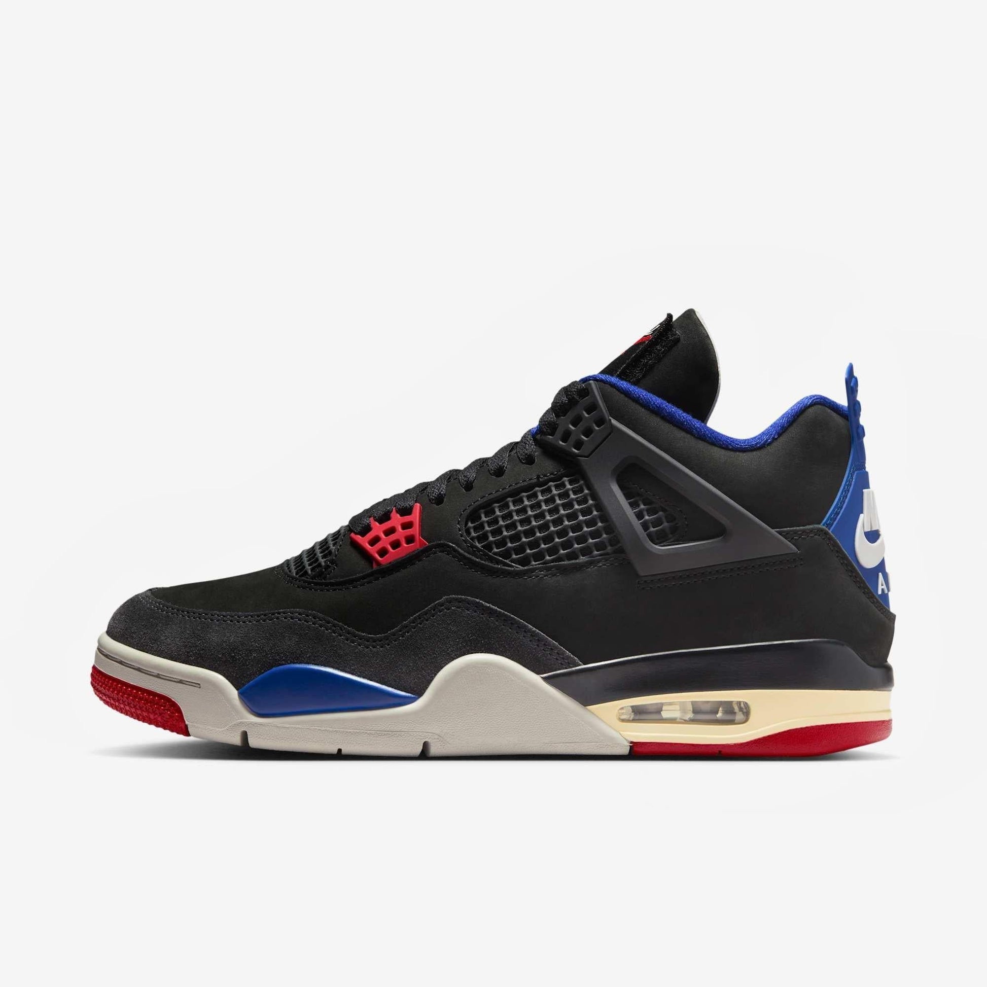 Air Jordan 4 Retro 'Rare Air - Gold Lettering' (2025) [FV5029-003-GL] Athletic Basketball Sports Sneakers in Black / Fire Red - Deep Royal Blue for Unisex Adult Mens - AVBL MRKT (2)