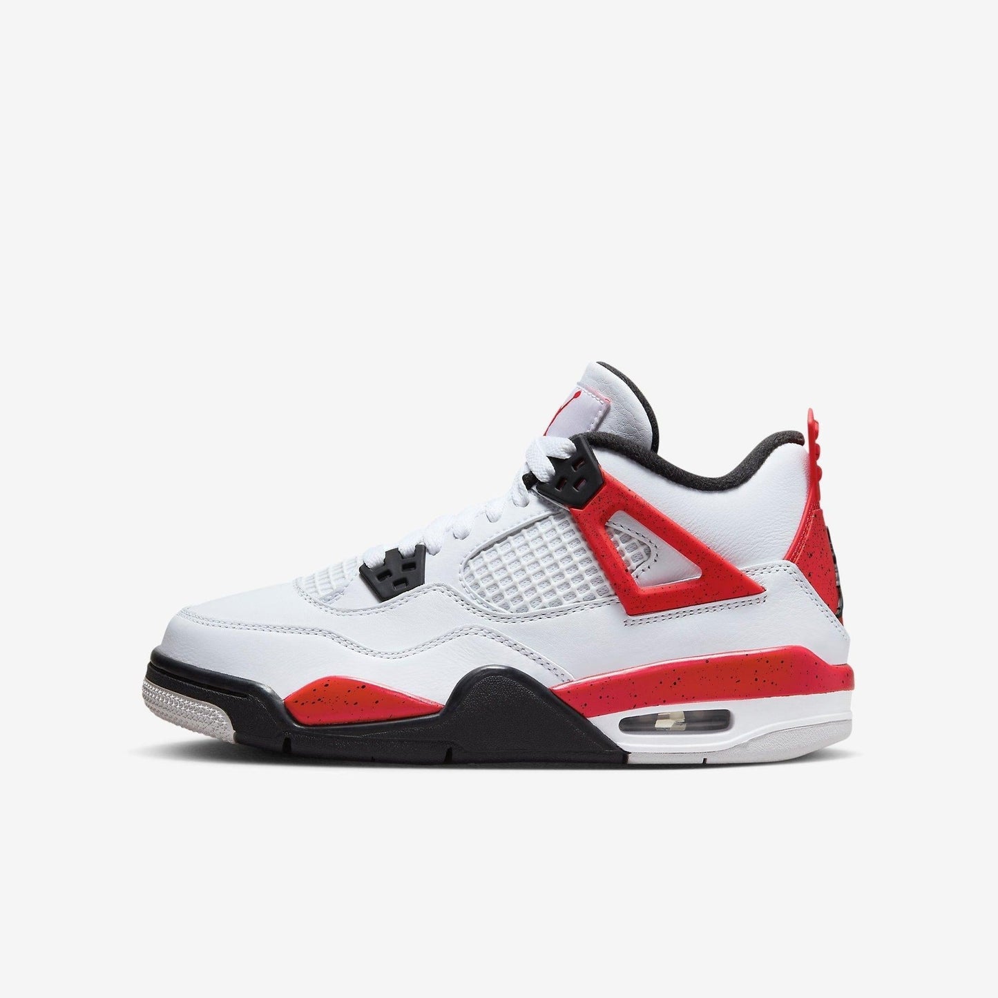 Air Jordan 4 Retro 'Red Cement' (2023) (GS) [408452-161] Athletic Basketball Sports Sneakers in White / Fire Red - Black for Unisex Youth Kids Junior Boys Girls - AVBL MRKT (2)