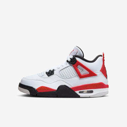 Air Jordan 4 Retro 'Red Cement' (2023) (GS) [408452-161] Athletic Basketball Sports Sneakers in White / Fire Red - Black for Unisex Youth Kids Junior Boys Girls - AVBL MRKT (2)