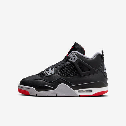 Air Jordan 4 Retro 'Reimagined Bred' (2024) (GS) [FQ8213-006] Athletic Basketball Sports Sneakers in Black / Fire Red - Cement Grey for Unisex Youth Kids Junior Boys Girls - AVBL MRKT (2)