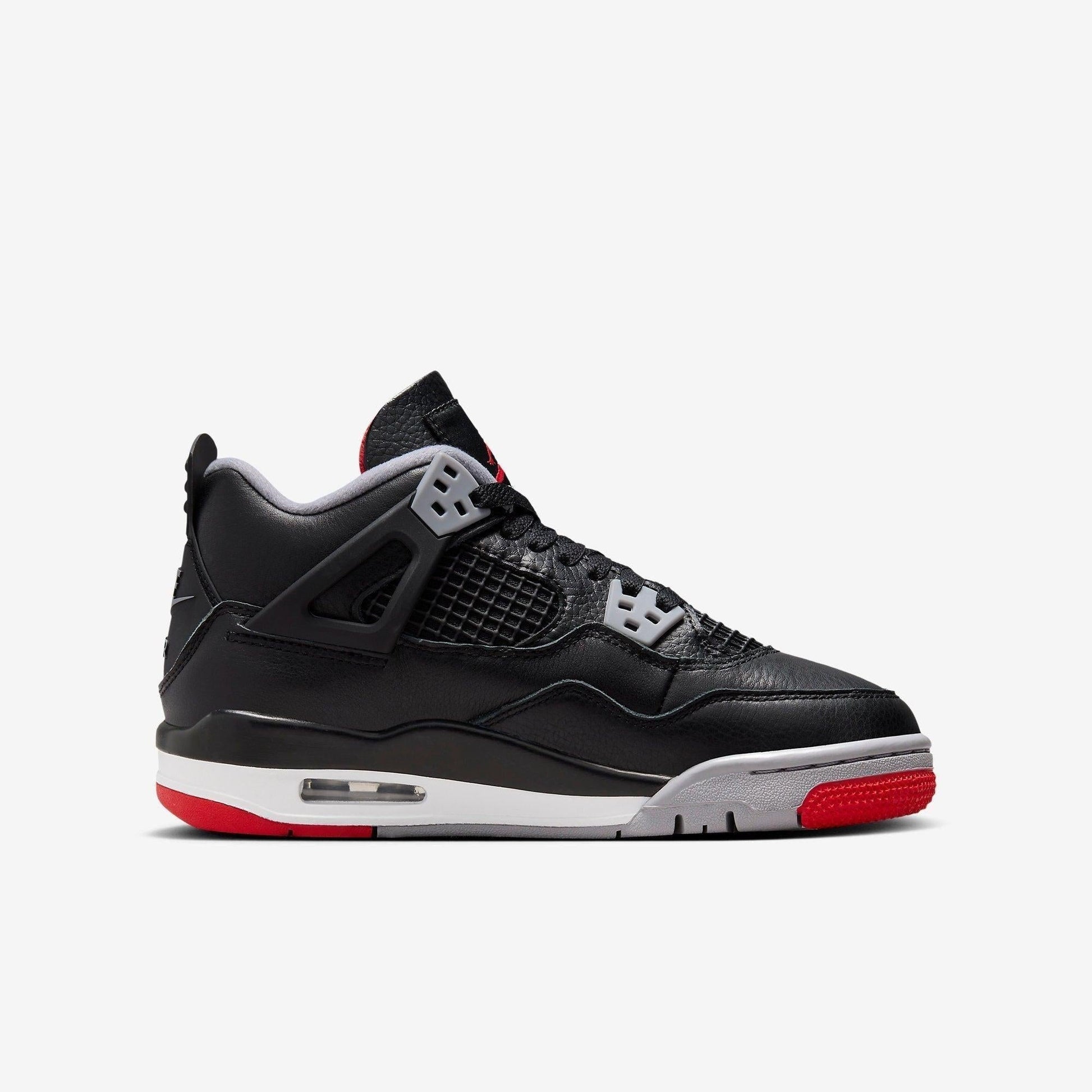 Air Jordan 4 Retro 'Reimagined Bred' (2024) (GS) [FQ8213-006] Athletic Basketball Sports Sneakers in Black / Fire Red - Cement Grey for Unisex Youth Kids Junior Boys Girls - AVBL MRKT (4)