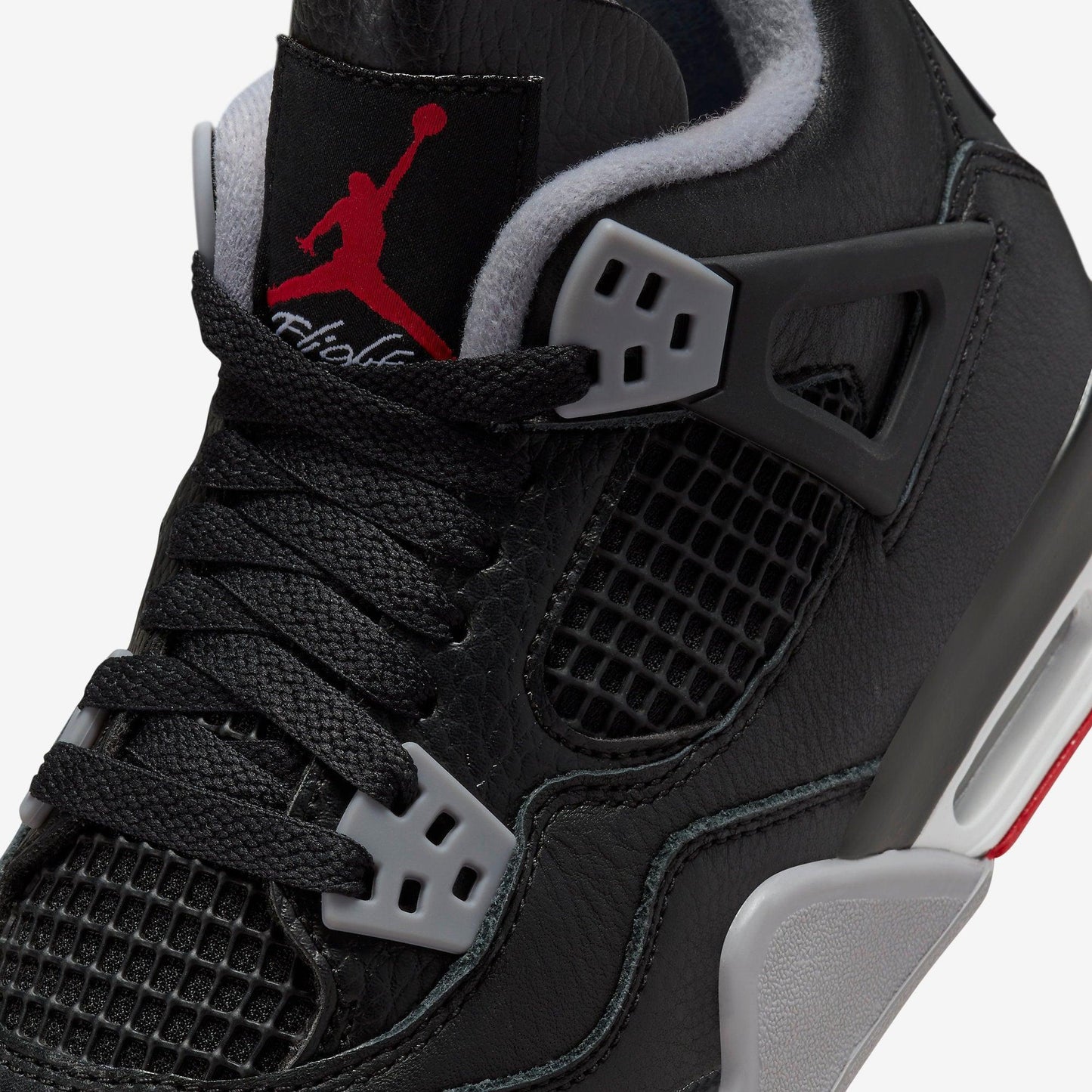 Air Jordan 4 Retro 'Reimagined Bred' (2024) (GS) [FQ8213-006] Athletic Basketball Sports Sneakers in Black / Fire Red - Cement Grey for Unisex Youth Kids Junior Boys Girls - AVBL MRKT (7)
