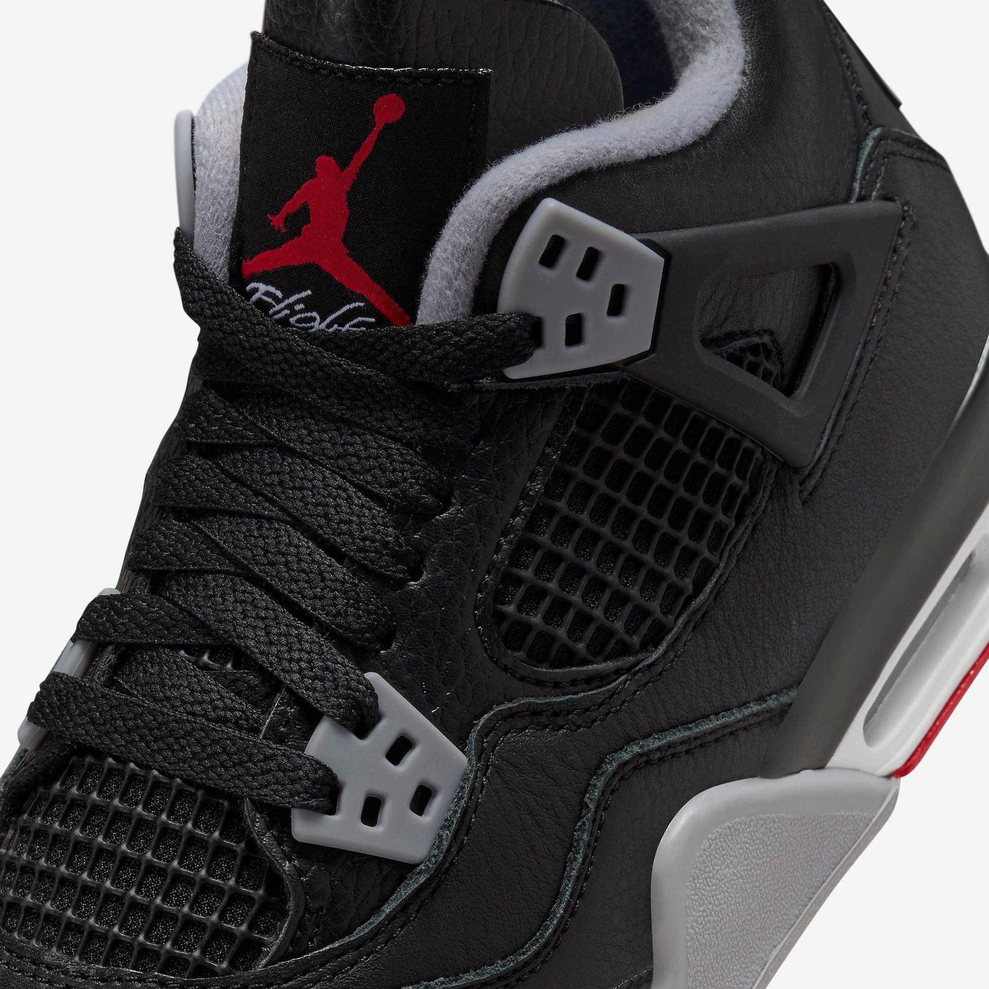 Air Jordan 4 Retro 'Reimagined Bred' (2024) (GS) [FQ8213-006] Athletic Basketball Sports Sneakers in Black / Fire Red - Cement Grey for Unisex Youth Kids Junior Boys Girls - AVBL MRKT (7)