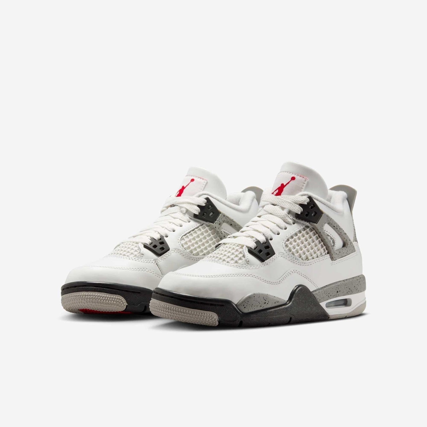 Air Jordan 4 Retro 'Reimagined White Cement' (2025) (GS) [IB4171-100] Athletic Basketball Sports Sneakers in Summit White / Fire Red - Tech Grey - Black for Unisex Youth Kids Junior Boys Girls - AVBL MRKT (1)