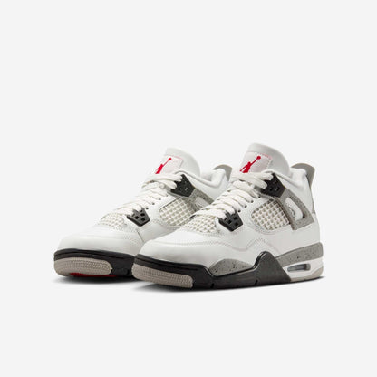 Air Jordan 4 Retro 'Reimagined White Cement' (2025) (GS) [IB4171-100] Athletic Basketball Sports Sneakers in Summit White / Fire Red - Tech Grey - Black for Unisex Youth Kids Junior Boys Girls - AVBL MRKT (1)