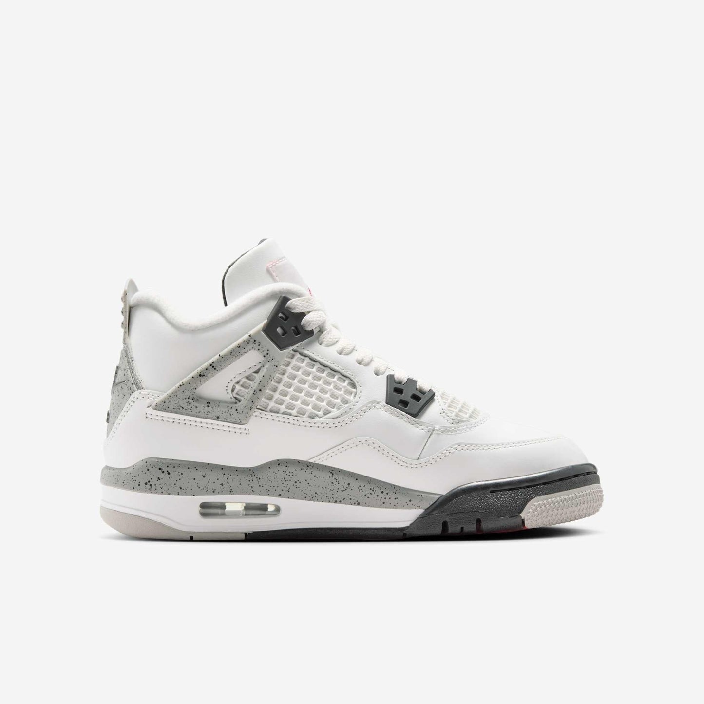 Air Jordan 4 Retro 'Reimagined White Cement' (2025) (GS) [IB4171-100] Athletic Basketball Sports Sneakers in Summit White / Fire Red - Tech Grey - Black for Unisex Youth Kids Junior Boys Girls - AVBL MRKT (4)