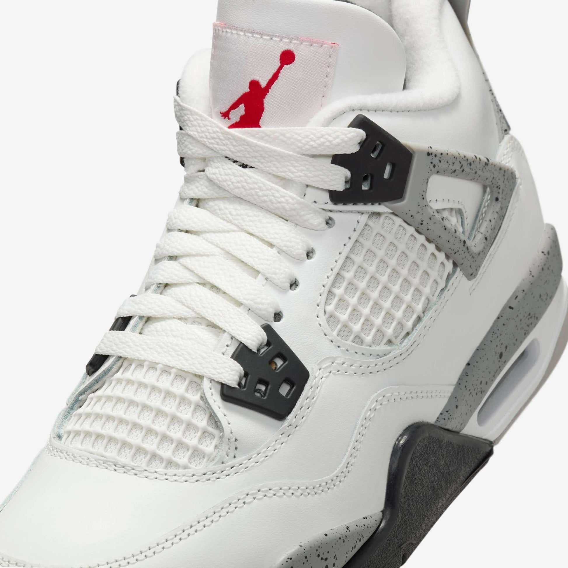 Air Jordan 4 Retro 'Reimagined White Cement' (2025) (GS) [IB4171-100] Athletic Basketball Sports Sneakers in Summit White / Fire Red - Tech Grey - Black for Unisex Youth Kids Junior Boys Girls - AVBL MRKT (7)