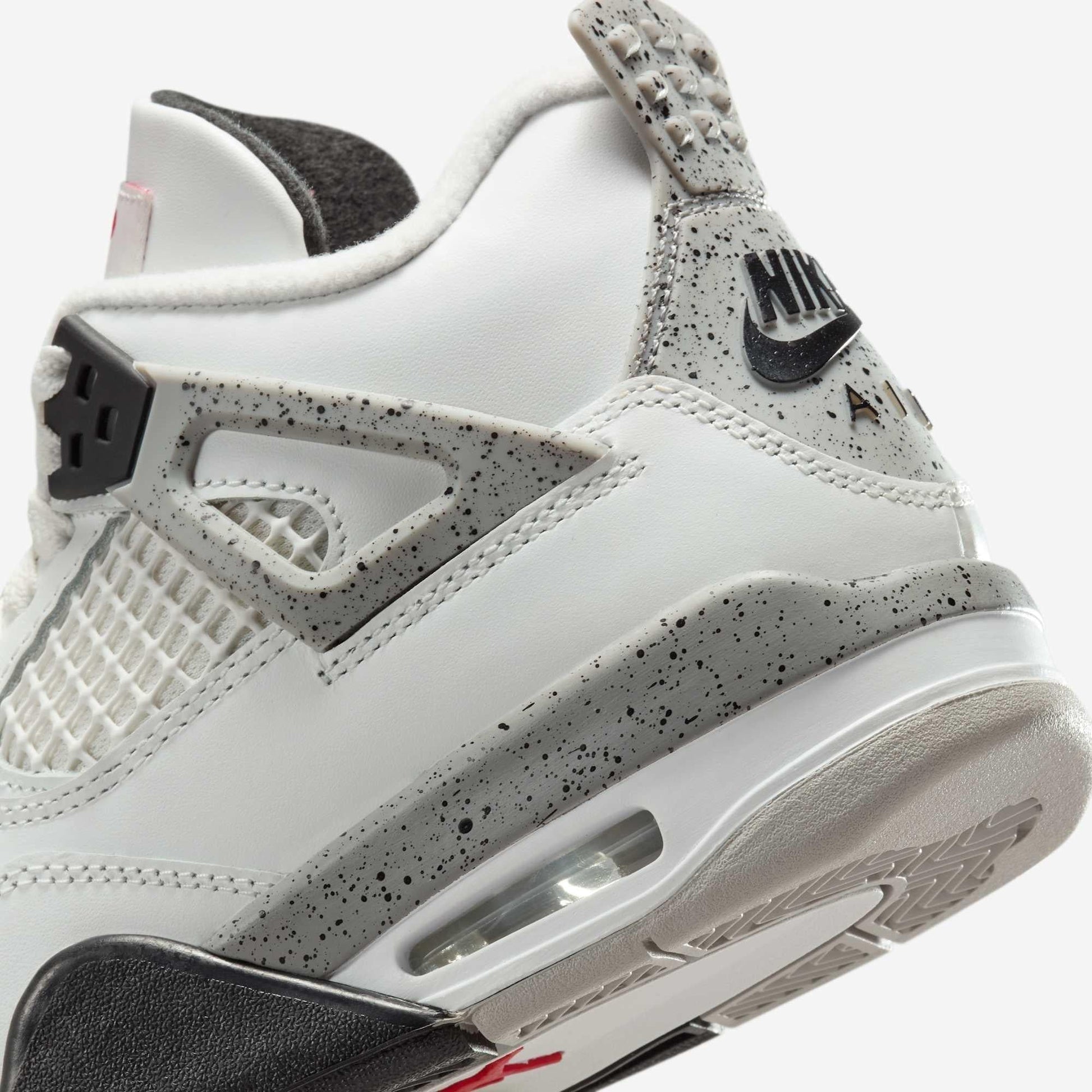 Air Jordan 4 Retro 'Reimagined White Cement' (2025) (GS) [IB4171-100] Athletic Basketball Sports Sneakers in Summit White / Fire Red - Tech Grey - Black for Unisex Youth Kids Junior Boys Girls - AVBL MRKT (8)
