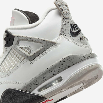 Air Jordan 4 Retro 'Reimagined White Cement' (2025) (GS) [IB4171-100] Athletic Basketball Sports Sneakers in Summit White / Fire Red - Tech Grey - Black for Unisex Youth Kids Junior Boys Girls - AVBL MRKT (8)
