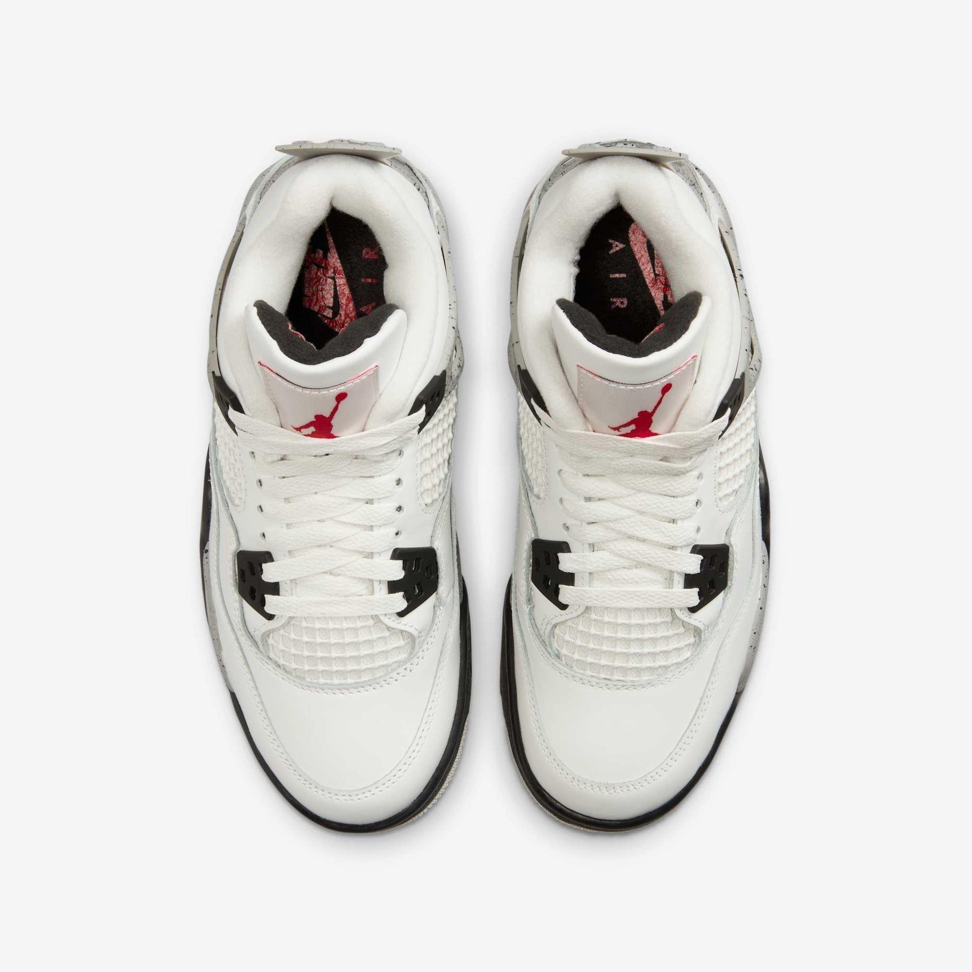 Air Jordan 4 Retro 'Reimagined White Cement' (2025) (GS) [IB4171-100] Athletic Basketball Sports Sneakers in Summit White / Fire Red - Tech Grey - Black for Unisex Youth Kids Junior Boys Girls - AVBL MRKT (5)