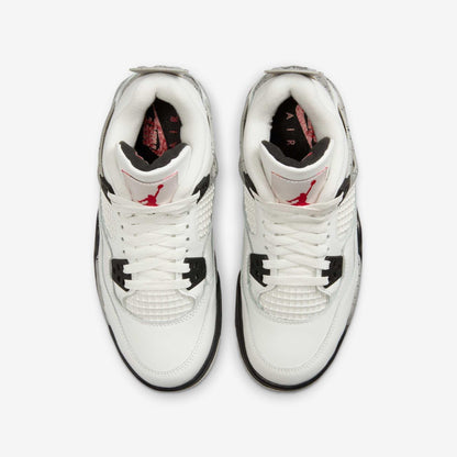 Air Jordan 4 Retro 'Reimagined White Cement' (2025) (GS) [IB4171-100] Athletic Basketball Sports Sneakers in Summit White / Fire Red - Tech Grey - Black for Unisex Youth Kids Junior Boys Girls - AVBL MRKT (5)